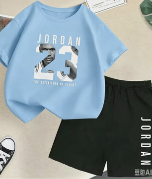 Kinder T-shirt en Short Set - Zomer Sportieve Mode met Grafische Print