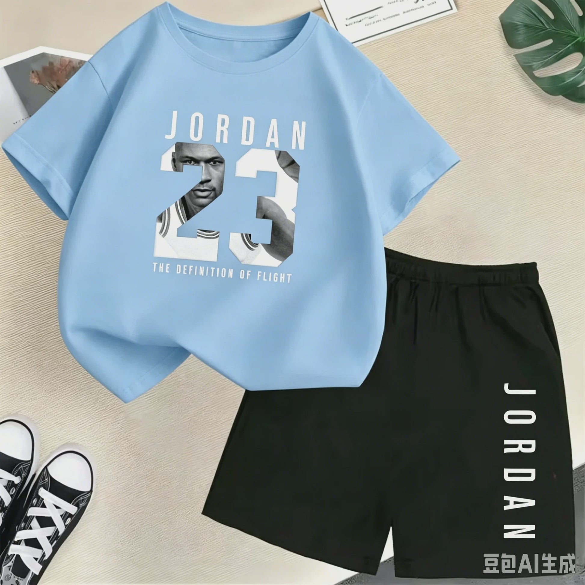 Kinder T-shirt en Short Set - Zomer Sportieve Mode met Grafische Print