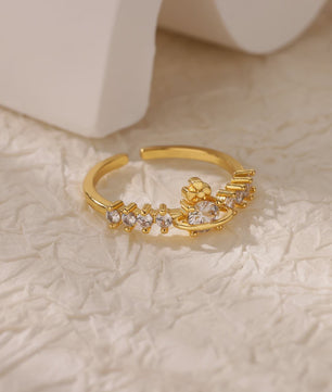 Luxe Gouden Ringen Set: Zirkonia & Boze Oog Design - Verstelbaar & Trendy