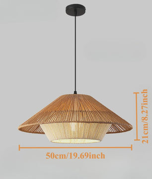Handgeweven Rotan Hanglamp - Boho Stijl Papier Touw Plafondlamp voor Woonkamer & Slaapkamer