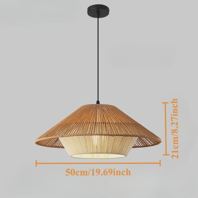 Handgeweven Rotan Hanglamp - Boho Stijl Papier Touw Plafondlamp voor Woonkamer & Slaapkamer