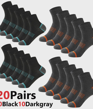 20 Paar Heren Katoenen Sokken - Comfortabel & Ademend - Maat 38-45 - Zwart