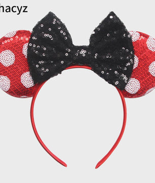 Chique Sequin Mickey Oortjes Diadeem met Strik - Feestelijk Haaraccessoire voor Kinderen & Dames