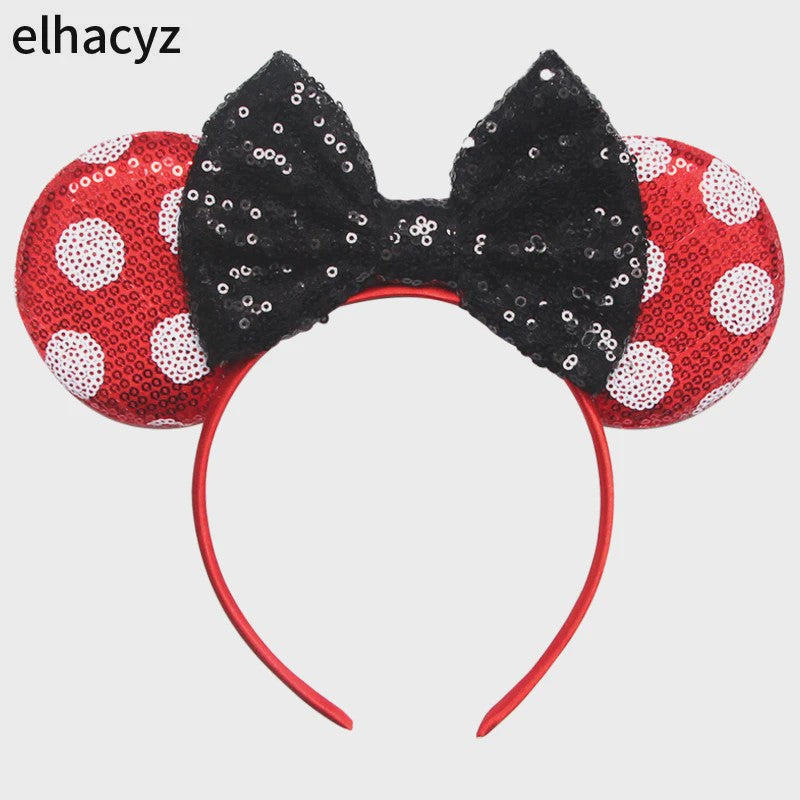 Chique Sequin Mickey Oortjes Diadeem met Strik - Feestelijk Haaraccessoire voor Kinderen & Dames