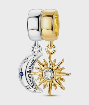 925 Sterling Zilveren Bedel: Gouden Strik met Roze Hart & Kruis met Oog van Horus