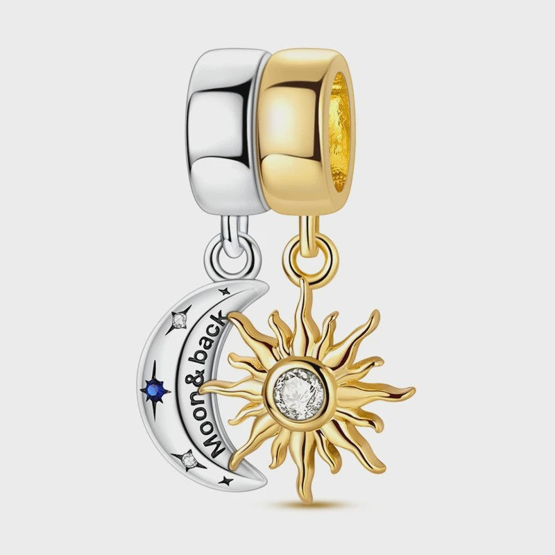 925 Sterling Zilveren Bedel: Gouden Strik met Roze Hart & Kruis met Oog van Horus