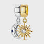 925 Sterling Zilveren Bedel: Gouden Strik met Roze Hart & Kruis met Oog van Horus