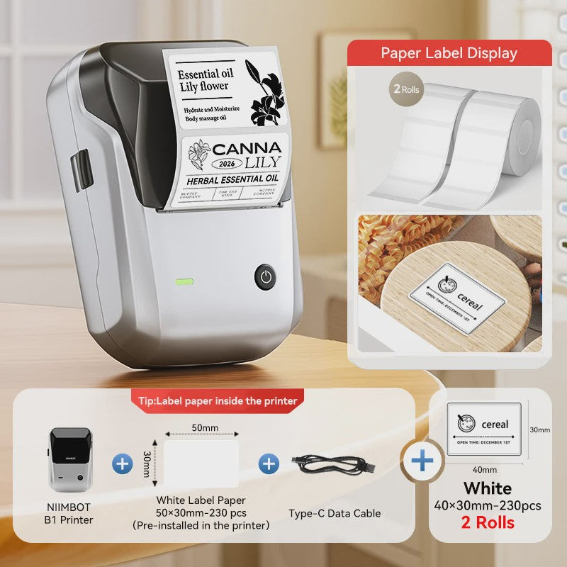 Niimbot B1 Draadloze Thermische Labelprinter - Ideaal voor Kleine Bedrijven, Huis & Cadeaus