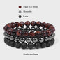 Set van 3 Natuursteen Armbanden: Rozenkwarts, Obsidiaan & Tijgeroog