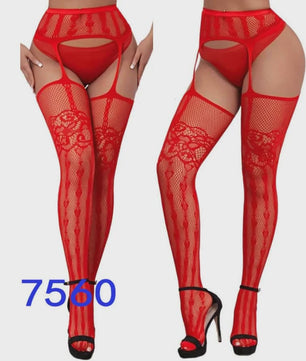 Ultra Dunne Kant Kousen tot Boven de Knie voor Plus Size Dames - Zwart & Wit
