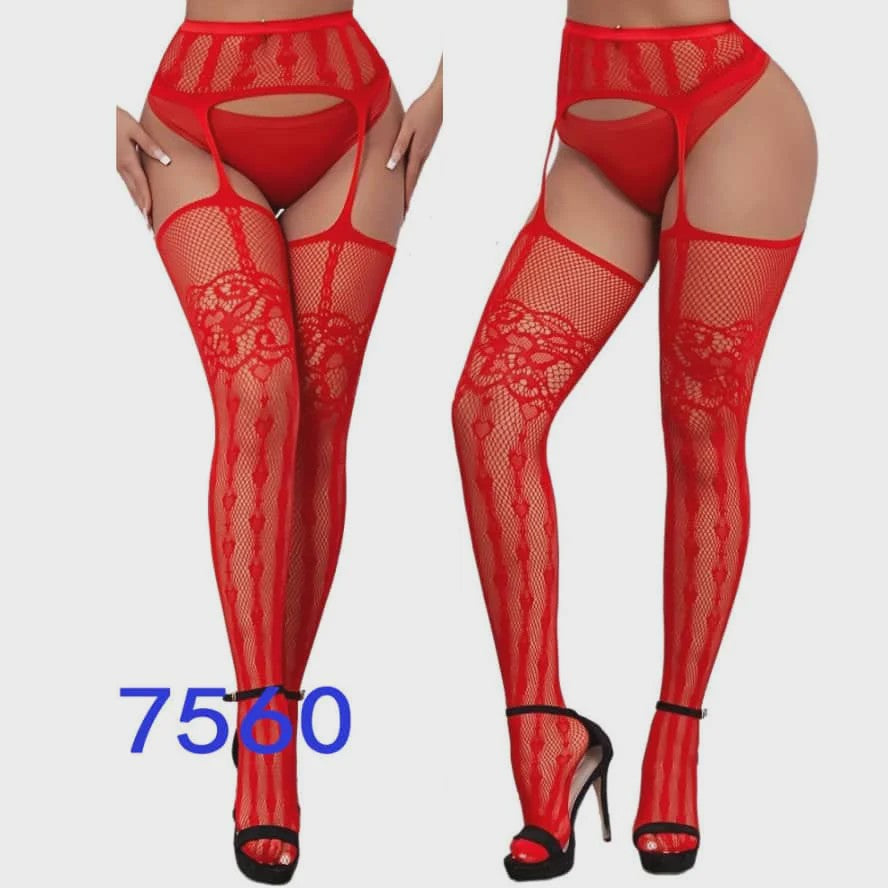 Ultra Dunne Kant Kousen tot Boven de Knie voor Plus Size Dames - Zwart & Wit