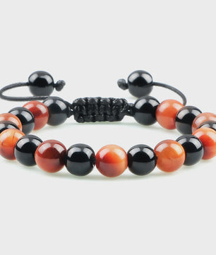 Verstelbare Natuursteen Armband - 8mm Agate & Onyx Kralen voor Mannen en Vrouwen