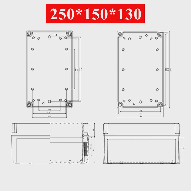 Waterproof Plastic Enclosure Box Electronic Electrical Project Box ABS Outdoor Junction Box Housing IP67 Project Instrument Case