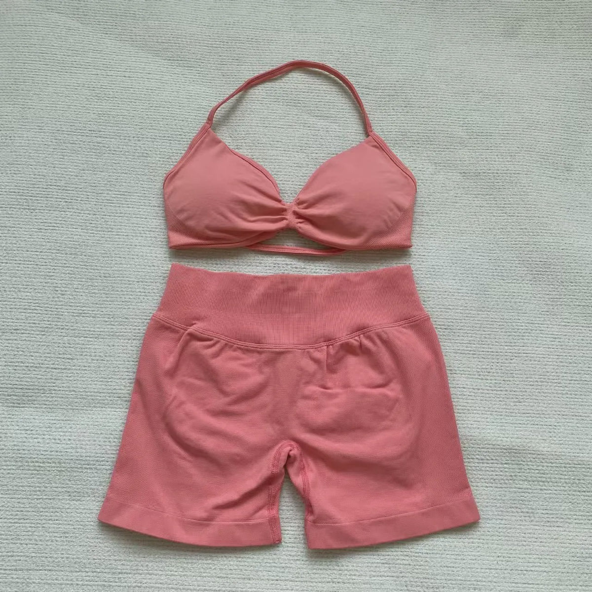 Naadloze Yogaset Dames: Sportbeha met Halternek & High Waist Shorts