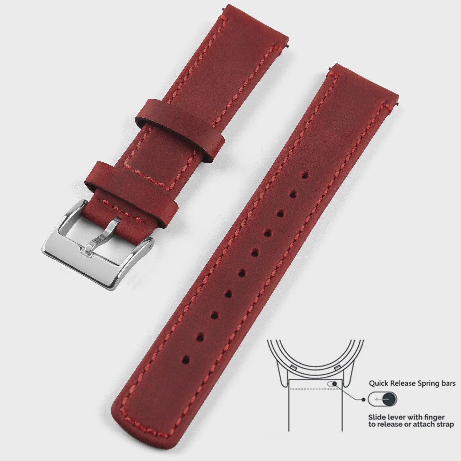 Top Grain Echt Lederen Horlogeband - 20mm/22mm Quick Release - Voor Heren, Dames & Samsung Galaxy Watch
