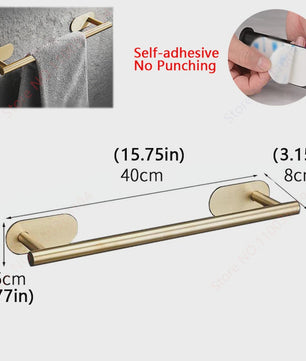 Set Badkamer Accessoires: Handdoekrek, Toiletrolhouder, Haak & Ring - Zwart
