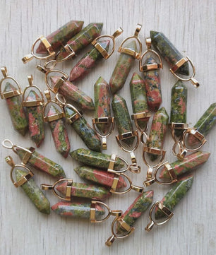 Natuurlijke Groene Aventurijn Kristal Pilaren Hangers - 24 Stuks Set voor Sieraden Maken