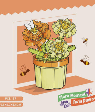 Bouwstenen Bloemen in Pot - Creatieve Mini Bloemenboeketten Bouwpakketten