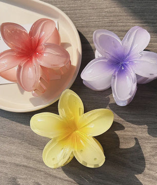 3x Grote Boho Bloemen Haarclips Acryl - Gradient Kleuren & Hawaii Stijl Haaraccessoires voor Dames