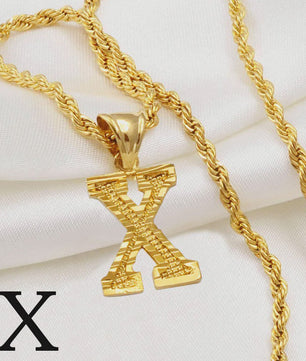 Gouden Initiaal Ketting met Touwketting - Kies Uw Letter (A-Z)