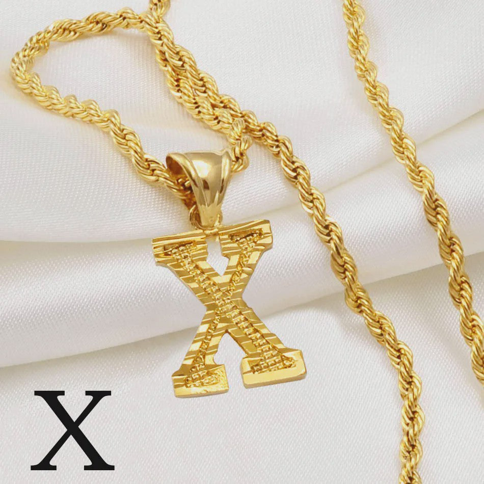 Gouden Initiaal Ketting met Touwketting - Kies Uw Letter (A-Z)