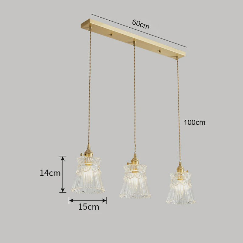 Koperkleurige Glazen Hanglamp - Stijlvolle LED Plafondlamp voor Woonkamer, Slaapkamer & Keuken