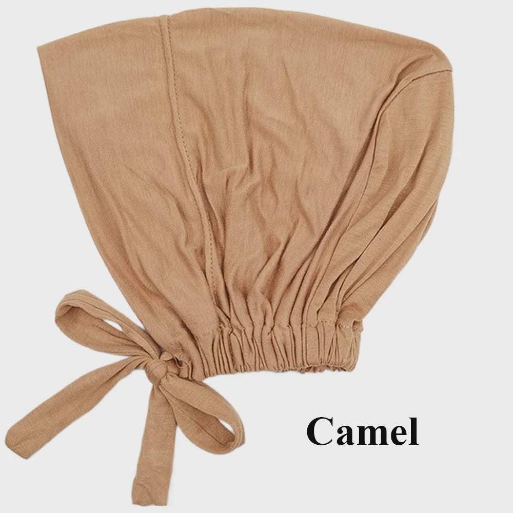 Zachte Modal Binnen Hijab Cap met Strik - Islamitische Turban Hoofddoek