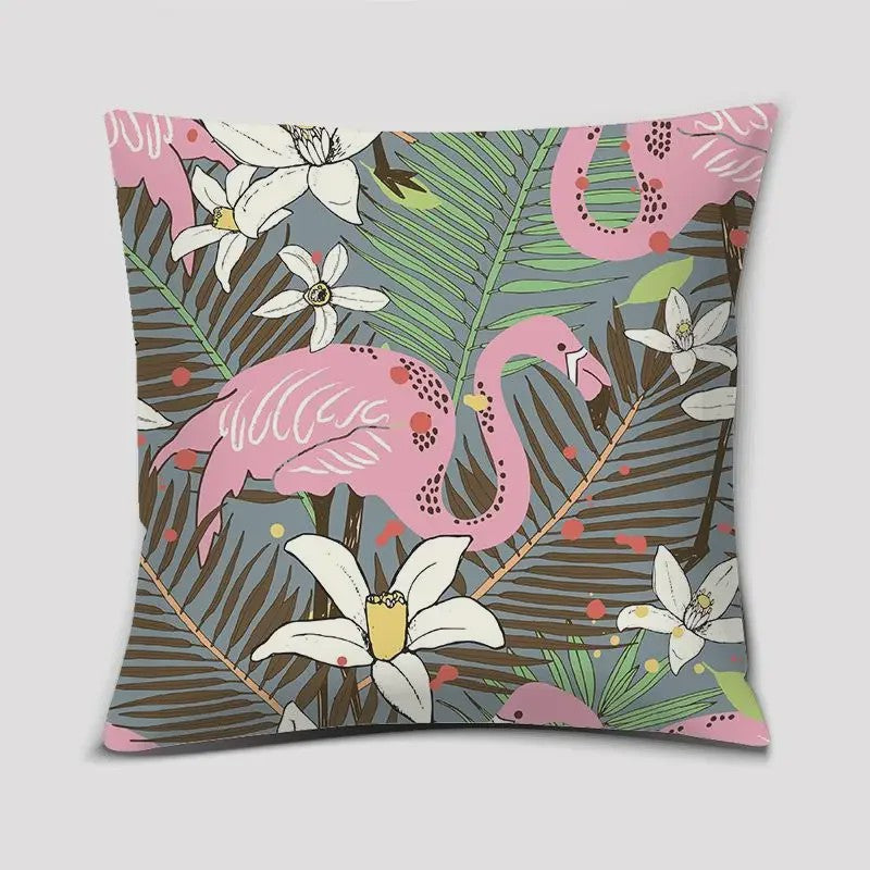 Vrolijke Flamingo Kussenhoes Vierkant - Decoratie voor Bank & Auto
