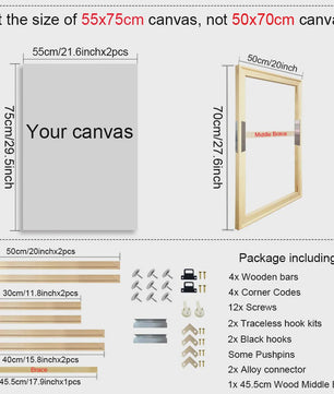 DIY Houten Canvas Frame Kit - Diverse Maten voor Schilderijen & Diamantkunst