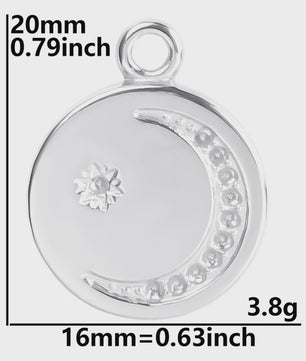 Set van 5 Zilverkleurige Stainless Steel Bedels: Ster, Maan, Zon, Vlinder, Roos & Ojo Turco
