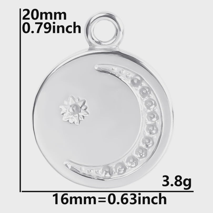 Set van 5 Zilverkleurige Stainless Steel Bedels: Ster, Maan, Zon, Vlinder, Roos & Ojo Turco