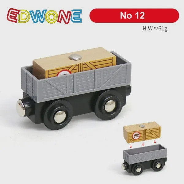 Houten Magneet Treinwagon Set - Uitbreidbaar en Compatibel met Houten Spoorsystemen
