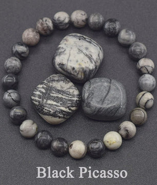 Natuurlijke Edelsteen Armband - Reiki, Blauwe Apatite, Lapis Lazuli, Amethist & Tijgeroog
