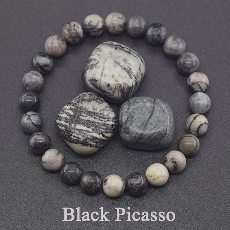 Natuurlijke Edelsteen Armband - Reiki, Blauwe Apatite, Lapis Lazuli, Amethist & Tijgeroog
