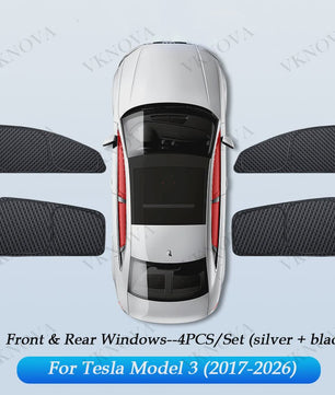 Set Zonneschermen voor Tesla Model 3/Y (2017-2025) - Privacy & UV Bescherming