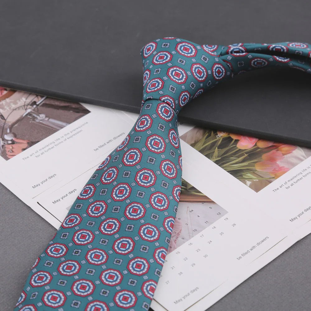 Klassieke Heren Strikdas - Imitatie Zijde met Polka Dot & Bloemendessin
