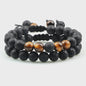 Verstelbare Lava Kralen & Tijgeroog Armband - Yoga & Helende Sieraden voor Hem en Haar