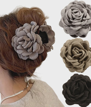 Bloem Haarclip Dames - Katoen Stof Rozen Klip - Medium Maat - Koreaanse Stijl Haarsieraad