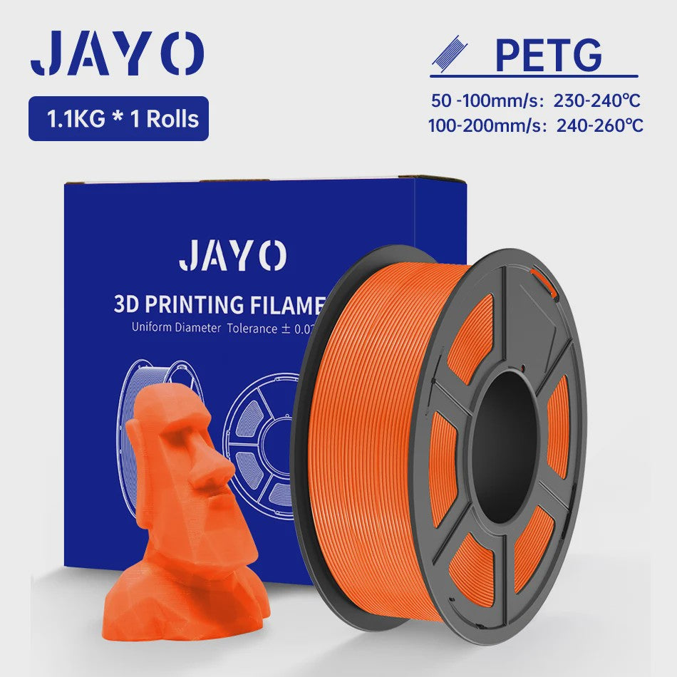 JAYO PETG 3D Printer Filament - 1.75mm Clear, 1.1kg, Hoge Taaiheid, Net Gewikkeld