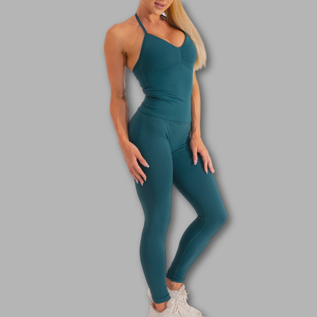 Dames Sportset: Backless Tanktop & Scrunch Seamless Legging