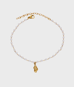 Gouden Anklet met Kralen en Bedels - Roestvrij Staal - Zomerse Strandjuwelen