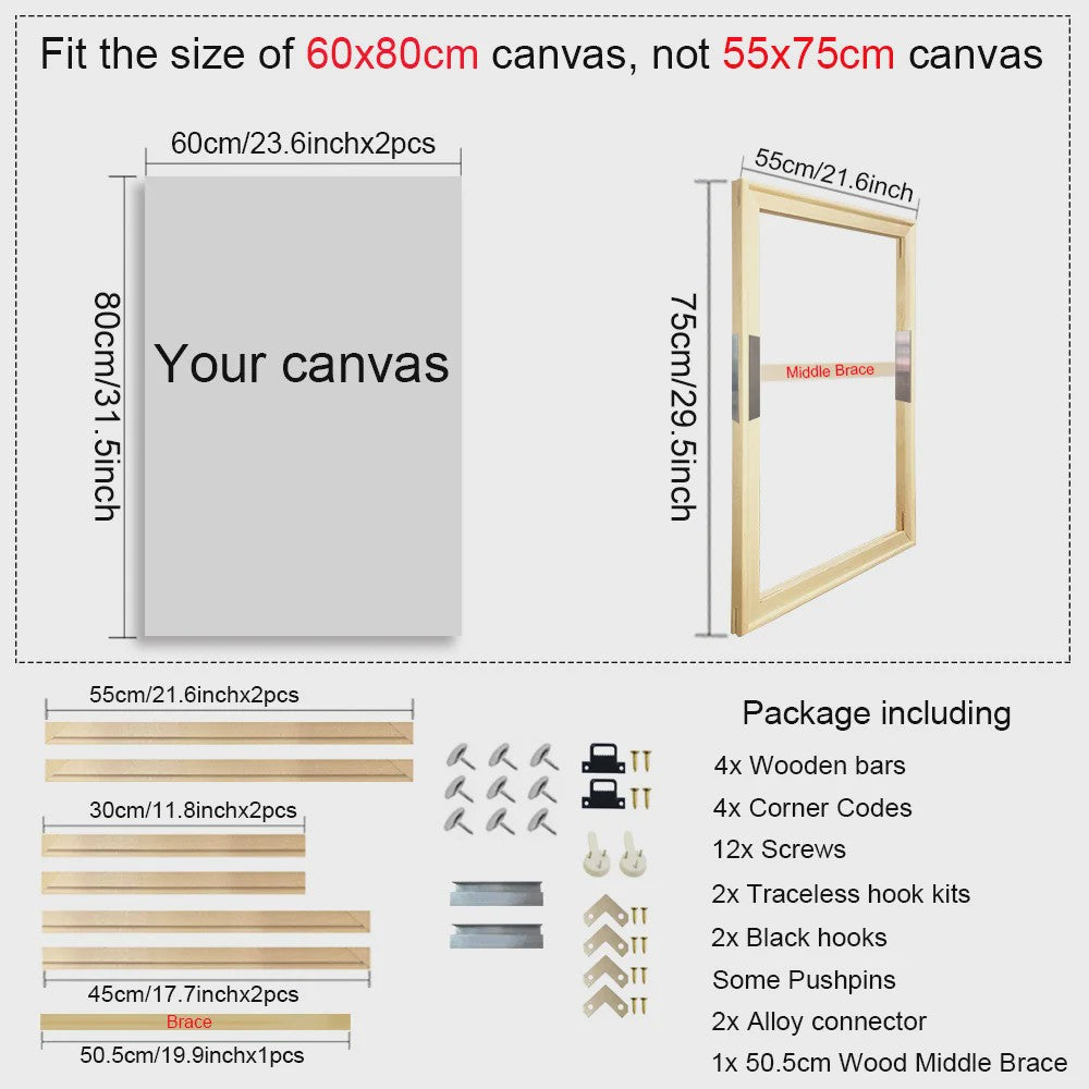 DIY Houten Canvas Frame Kit - Diverse Maten voor Schilderijen & Diamantkunst