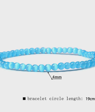 Natuursteen Armband met Kwarts, Kattenoog, Jades & Aquamarijn Kralen - Stretch Bangle voor Dames & Heren