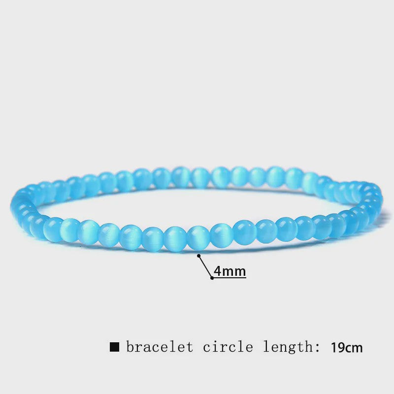 Natuursteen Armband met Kwarts, Kattenoog, Jades & Aquamarijn Kralen - Stretch Bangle voor Dames & Heren