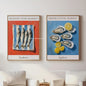 Retro Blauwe Sardine Canvas Poster - Mediterrane Stijl Wanddecoratie