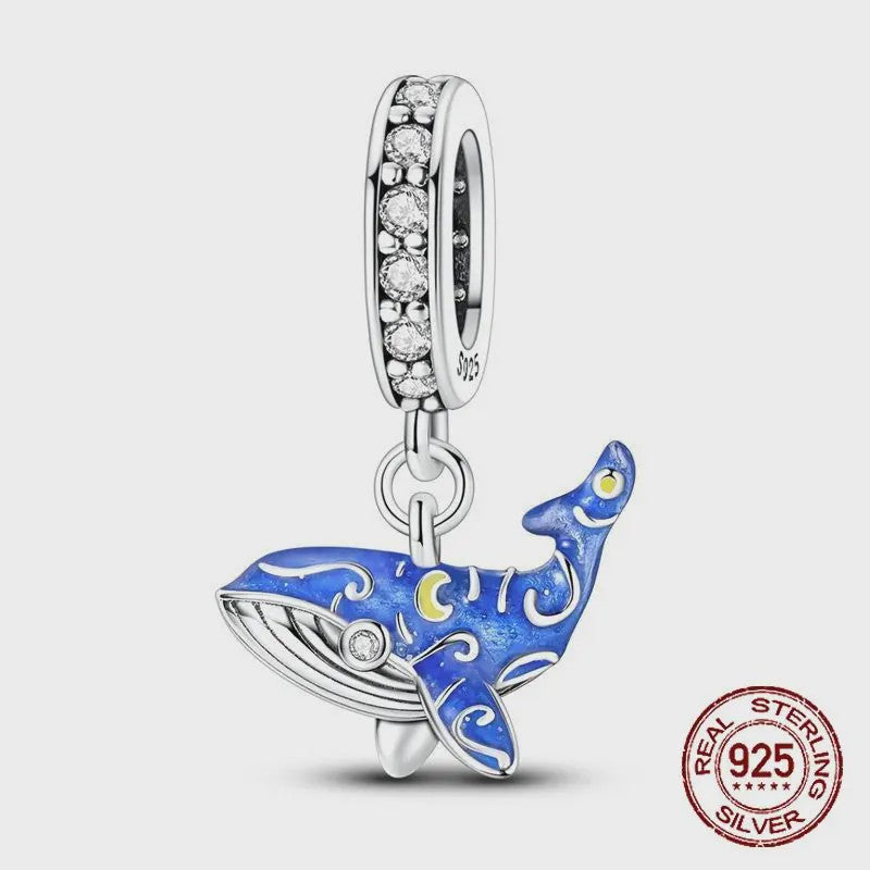 925 Sterling Zilveren Bedel Set: Dolfijn, Zeepaardje & Octopus - Blauw - DIY Armband Sieraden