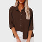 Dames Blouse met Lange Mouwen - Katoen Linnen Look