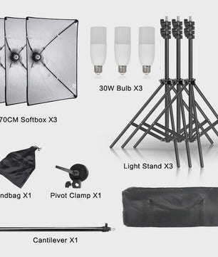 Professionele Softbox Verlichtingskit 50x70CM met E27 Fotografie Lampen
