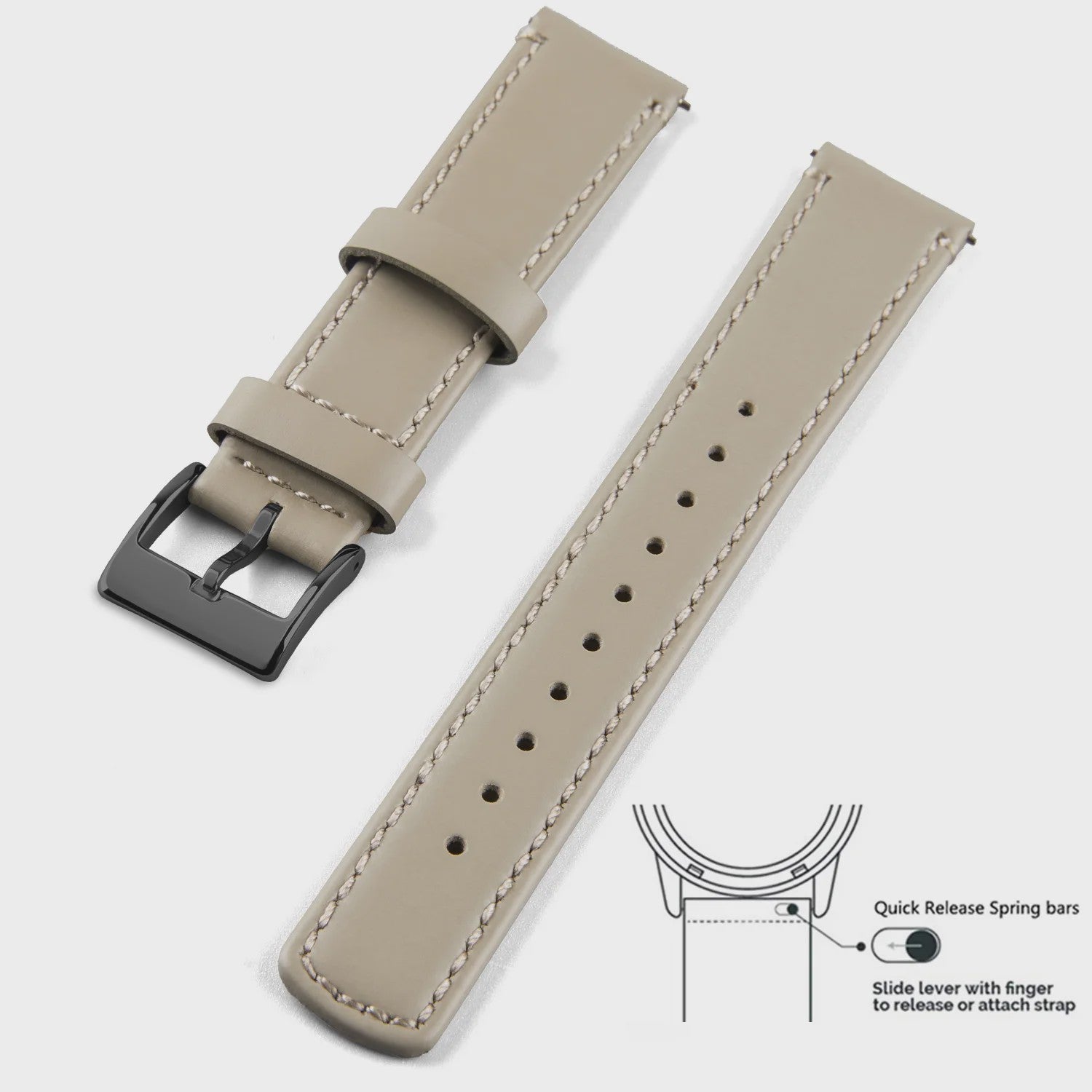 Top Grain Echt Lederen Horlogeband - 20mm/22mm Quick Release - Voor Heren, Dames & Samsung Galaxy Watch