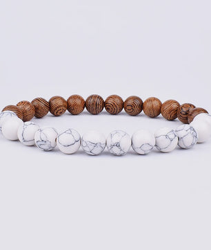Natuursteen Armband Heren Dames - Lava & Hout Kralen 8mm
